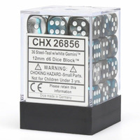 CHX 26856 Gemini 12mm d6 Steel Teal/White Block (36)