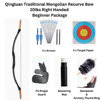 Longteng Traditional Mongolian Recurve Bow 20lbs Right Handed Beginner Package