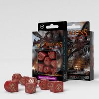 Q Workshop Dragons Red & Gold Modern 7 Dice Set