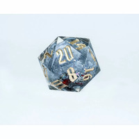 Sirius Dice - Gold Ink; Silver Glitter; Ted and Green Snowflakes D20 Snow Globe