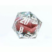 Sirius Dice - Silver Ink; Red and Green Glitter with Silver Snowflakes D20 Snow Globe