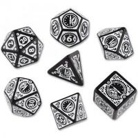 Q Workshop Steampunk Black & White Clockwork Dice Set 7